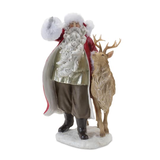 12&#x22; Santa Figurine with Reindeer